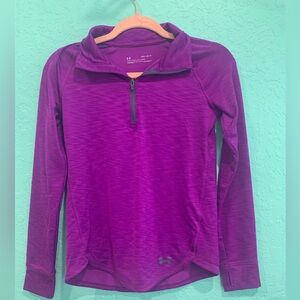 Under Armour Purple Quarter-Zip Pullover YLG fitted Coldgear active sports